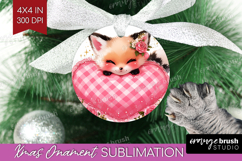 Fox Valentine Ornament PNG Cute Valentines Day PNG Product Image 1
