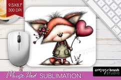 Fox Valentine Mouse Pad Sublimation Whimsical Animal Product Image 1