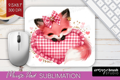 Fox Valentine Mouse Pad Sublimation Cute Valentines Day PNG Product Image 1