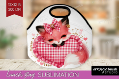 Fox Valentine Lunch Bag Cute Valentines Day Lunch Bug PNG Product Image 1