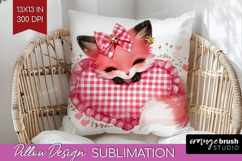 Fox Valentine Pillow Sublimation Cute Valentines Day Pillow Product Image 1