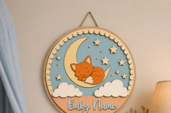 Fox Baby Name Sign SVG | Woodland Nursery Door Sign Product Image 2