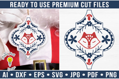 Scandinavian Arabesque Fox Ornament | Christmas SVG Product Image 1