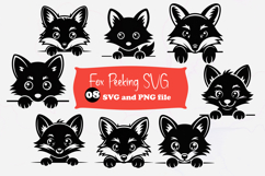 Fox Peeking Over Edge SVG, Cute Fox Face Cut File PNG Product Image 1
