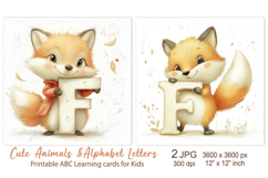 Cute Fox, Baby Animal Alphabet Letters, ABC Printable cards Product Image 1