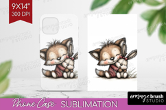 Fox and Bunny Valentine Phone Case PNG Whimsical Animal Case Product Image 1