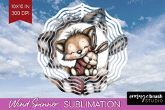 Fox and Bunny Valentine Wind Spinner Sublimation PNG Animal Product Image 1