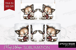 Fox and Bunny Valentine Mug Wrap Whimsical Animal Mug PNG Product Image 1