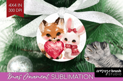 Fox and bunny Valentine Ornament PNG Cute Valentines Day PNG Product Image 1