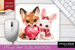 Fox and bunny Valentine Mouse Pad Sublimation Cute Day PNG Product Image 1