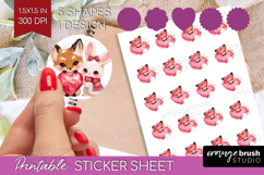 Fox and bunny Valentine Round Sticker Cute Valentines Day Product Image 1
