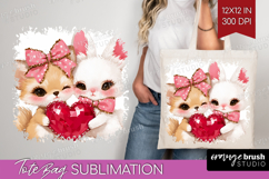Fox and Bunny Valentine Tote Bag Cute Valentines Day Tote Product Image 1