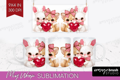 Fox and Bunny Valentine Mug Wrap Cute Valentines Day Mug PNG Product Image 1