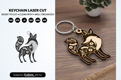 Cute Fox Keychain SVG | Floral Animal Laser Cut File Product Image 1