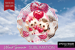 Fox and Hedgehog Valentine Wind Spinner Sublimation PNG Cute Product Image 1
