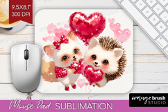 Fox and Hedgehog Valentine Mouse Pad Sublimation Cute Day Product Image 1