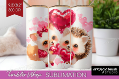 Fox and Hedgehog Valentine Tumbler Wrap Cute Valentines Day Product Image 1