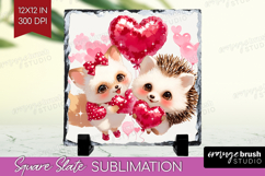 Fox and Hedgehog Valentine Slate PNG Cute Valentines Day Product Image 1