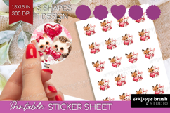 Fox and Hedgehog Valentine Round Sticker Cute Valentines Day Product Image 1