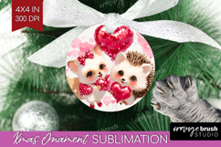 Fox and Hedgehog Valentine Ornament PNG Cute Valentines Day Product Image 1