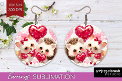 Fox and Hedgehog Valentine Round Earrings Cute Valentines Product Image 1