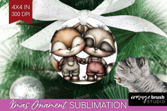 Fox and Raccoon Valentine Ornament PNG Whimsical Animal PNG Product Image 1