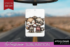 Fox and Raccoon Valentine Air Freshener PNG Whimsical Animal Product Image 1