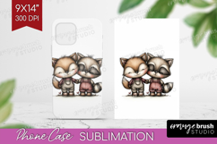 Fox and Raccoon Valentine Phone Case PNG Whimsical Animal Product Image 1