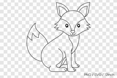Cute clever forest fox predator tail PNG animal clipart line Product Image 1