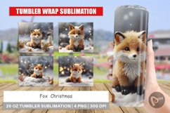 Tumbler Sublimation Wrap Fox Christmas Product Image 1