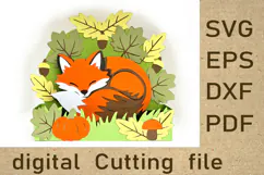 Fox Autumn 3D Pop Up Card SVG Layered Paper Cut Cutting Product Image 1