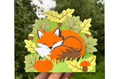 Fox Autumn 3D Pop Up Card SVG Layered Paper Cut Cutting Product Image 5