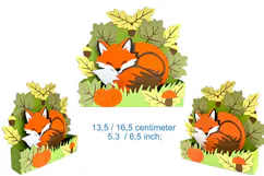 Fox Autumn 3D Pop Up Card SVG Layered Paper Cut Cutting Product Image 2