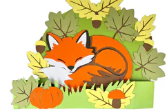 Fox Autumn 3D Pop Up Card SVG Layered Paper Cut Cutting Product Image 4
