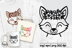 Fox svg, Animal flower svg, Kids svg Product Image 1