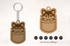 Cute Animal Pocket Keychain Laser Cut SVG - Fox Product Image 1