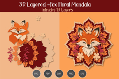 3D Layered Fox Floral Mandala Product Image 1