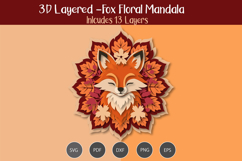 3D Layered Fox Floral Mandala Product Image 2