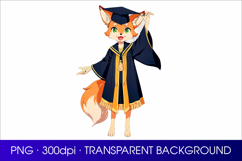 Fox in a graduation outfit. Sublimation Design in anime style
