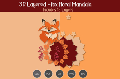 3D Layered Fox Floral Mandala Product Image 3