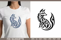Symbolic Tribal Fox Silhouette SVG Design. Tattoo Fox SVG Product Image 1