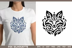 Symbolic Tribal Fox Silhouette SVG Design. Tattoo Fox SVG Product Image 1