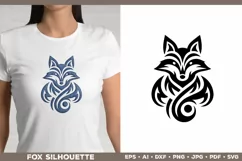 Symbolic Tribal Fox Silhouette SVG Design. Tattoo Fox SVG Product Image 1