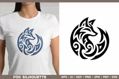 Symbolic Tribal Fox Silhouette SVG Design. Tattoo Fox SVG Product Image 1
