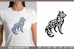 Symbolic Tribal Fox Silhouette SVG Design. Tattoo Fox SVG Product Image 1