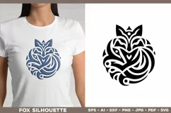 Symbolic Tribal Fox Silhouette SVG Design. Tattoo Fox SVG Product Image 1
