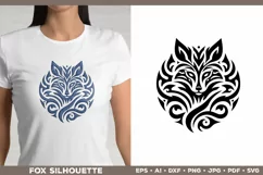 Symbolic Tribal Fox Silhouette SVG Design. Tattoo Fox SVG Product Image 1