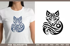 Symbolic Tribal Fox Silhouette SVG Design. Tattoo Fox SVG Product Image 1