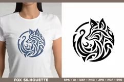 Symbolic Tribal Fox Silhouette SVG Design. Tattoo Fox SVG Product Image 1