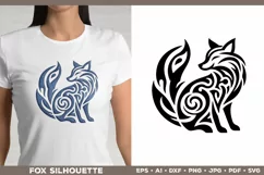 Symbolic Tribal Fox Silhouette SVG Design. Tattoo Fox SVG Product Image 1